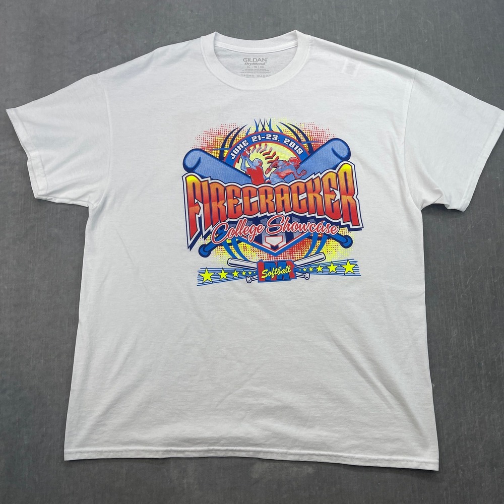 Firecracker Softball 2019 PA Gildan Mens X-Large White Graphic T-Shirt